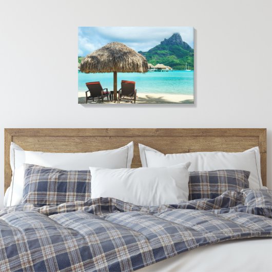 Strand op Bora Bora canvas print (Insitu (Slaapkamer))