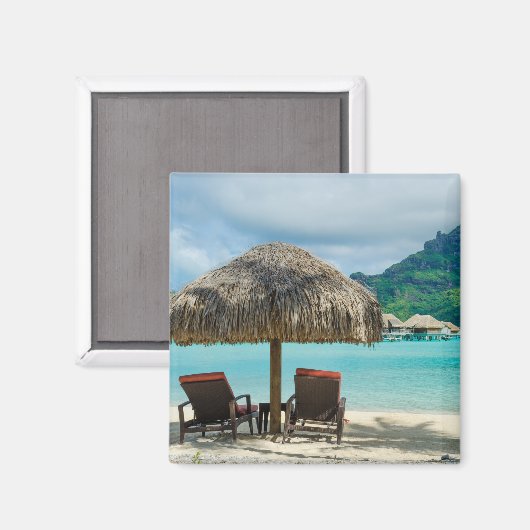 Strand op Bora Bora magneet (Voorkant / Achterkant)