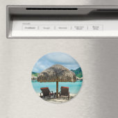 Strand op Bora Bora ronde magneet (Insitu (Vaatwasser))