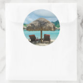 Strand op Bora Bora ronde sticker (Tas)
