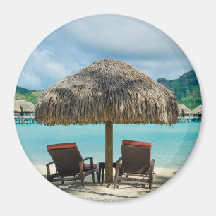 strand op Bora Bora round magnet