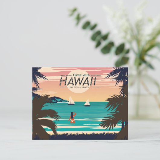  strand op Hawaii op het Sunset Briefkaart (Staand voorkant)