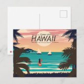 strand op Hawaii op het Sunset Briefkaart (Voorkant / Achterkant)