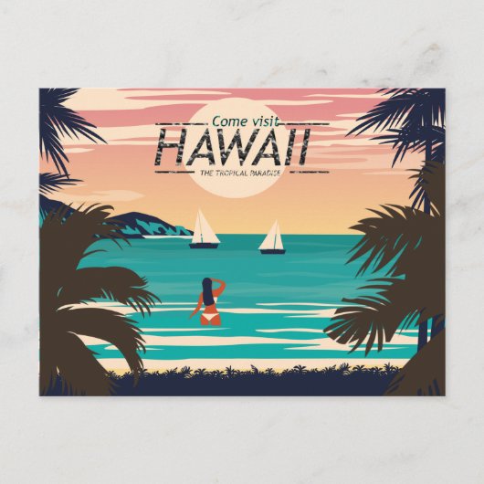 strand op Hawaii op het Sunset Briefkaart (Voorkant)