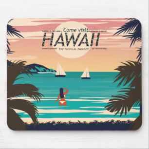 strand op Hawaii op het Sunset Briefkaart Muismat