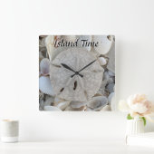 strand op Island Time Vierkante Klok (Huis)