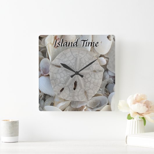 strand op Island Time Vierkante Klok (Huis)