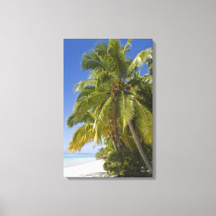 Strand op One Foot-eiland, Aitutaki, Cookeilanden Canvas Afdruk