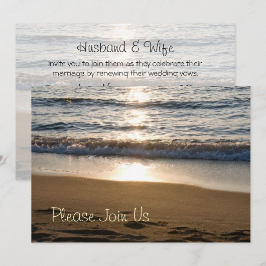 strand op Sunset Wedding Vow Renewal Uitnodigingen (Voorkant / Achterkant)