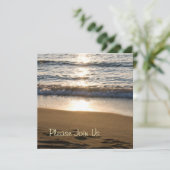 strand op Sunset Wedding Vow Renewal Uitnodigingen (Staand voorkant)