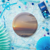 strand op zonsopgang papieren bordje (Feest)