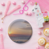 strand op zonsopgang papieren bordje (Feest)