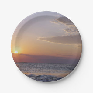 strand op zonsopgang papieren bordje