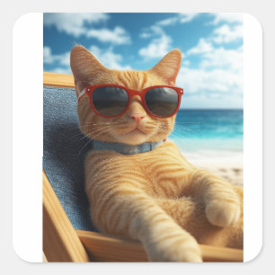 STRAND ORANJE KAT STICKERS