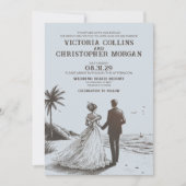 Strand Paar Bruiloft Kaart (Voorkant)