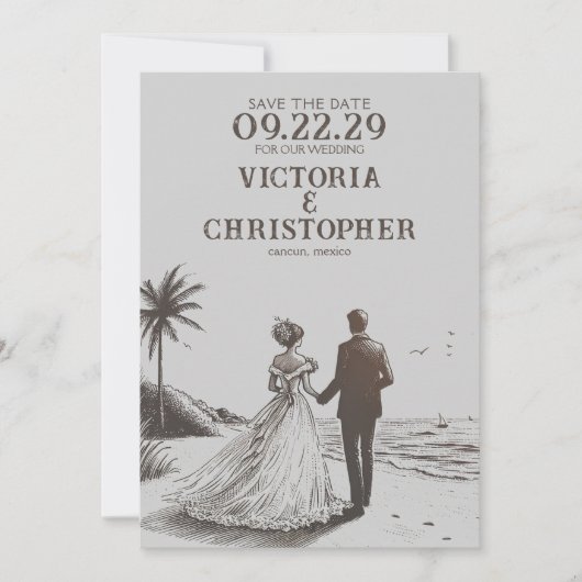 Strand Paar Save the Date (Voorkant)
