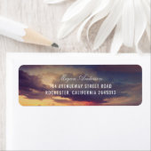 Strand Paarse Zonsondergang Sky Romantische Bruilo Etiket (Insitu)