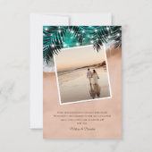 Strand Palm bladeren foto bruiloft dank u kaart (Achterkant)