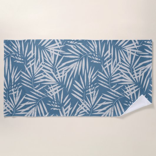 Strand Palm Bladeren in blauw Strandlaken (Voorkant)