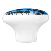 Strand Palm Bomen Zwart & Blauw Tropisch Keramische Knop (Zijkant)