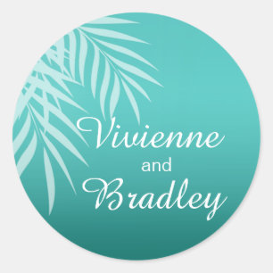 Strand Palm boom silhouet gunst   Aqua Ronde Sticker