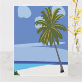 Strand Palm Boom Vakantie Strand Groet Kaart (Gele Bloem)