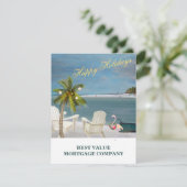 Strand Palm Flamingo Zakelijk Budget Feestdagen Ka Aankondiging (Staand voorkant)