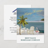 Strand Palm Flamingo Zakelijk Budget Feestdagen Ka Aankondiging (Voorkant / Achterkant)