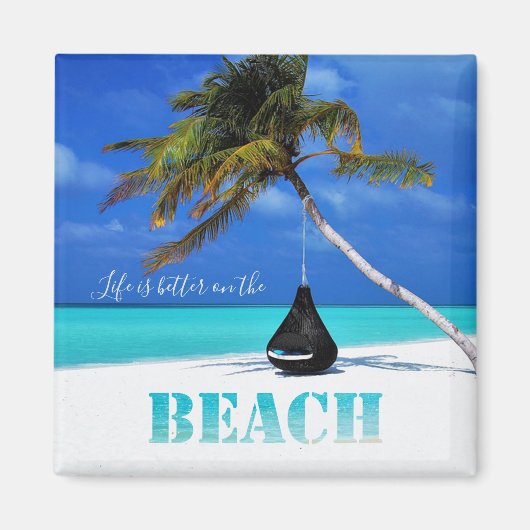 Strand,Palm,Het leven is beter op het strand Magneet (Voorkant)