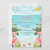 Strand Palm Roze Flamingo's Cocktail 1st Kaart (Voorkant)