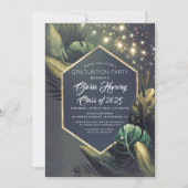 Strand Palm String Lights Afstuderen Uitnodiging (Voorkant)