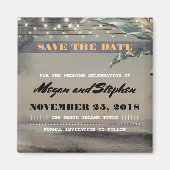 Strand Palm String Lights Save the Date Magneet (Voorkant)