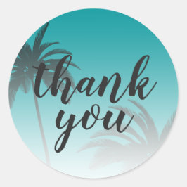 Strand Palm Tree bruiloft dank u groen Ronde Sticker