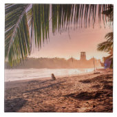 Strand Palm Tree Calm Sunset Tegeltje (Voorkant)