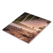 Strand Palm Tree Calm Sunset Tegeltje (Zijkant)