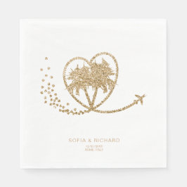 Strand Palm Tree Goud Tropische Bestemming Trouwen Servet