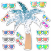 Strand Palm Tree & Mirror Zonnebril Sticker Pack (Voorkant)