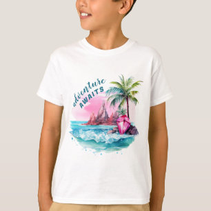 Strand Palm Tree Mountain Uitzicht avontuur wacht T-shirt