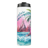 Strand Palm Tree Mountain Uitzicht avontuur wacht Thermosbeker (Voorkant)