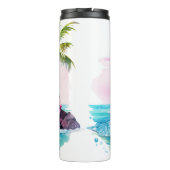 Strand Palm Tree Mountain Uitzicht avontuur wacht Thermosbeker (Achterkant)