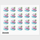 Strand Palm Tree Mountain Uitzicht avontuur wacht Vierkante Sticker (Vel)