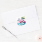 Strand Palm Tree Mountain Uitzicht avontuur wacht Vierkante Sticker (Envelop)
