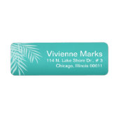 Strand Palm Tree Silhouet | Aqua Etiket (Voorkant)