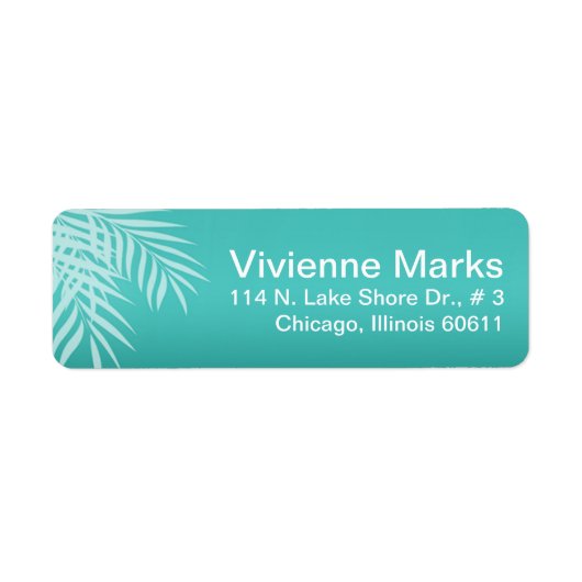 Strand Palm Tree Silhouet | Aqua Etiket (Voorkant)