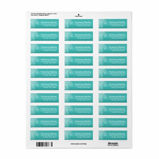 Strand Palm Tree Silhouet | Aqua Etiket (Full Sheet)