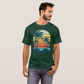 Strand Palm Tree Sunset Graphic Tropische Zomer Va T-shirt (Voorkant volledig)