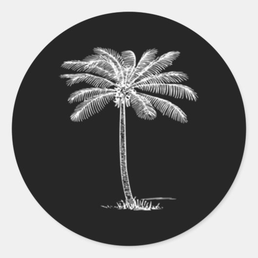 Strand Palm Tree Tropische vakantie Ronde Sticker (Voorkant)