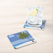 Strand Palm Tree Vakantie Beach House Kartonnen Onderzetters (Insitu)