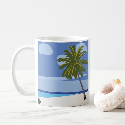 Strand Palm Tree Vakantie Beach House Koffiemok (Met donut)