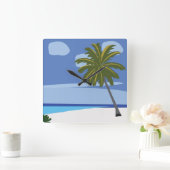 Strand Palm Tree Vakantie Beach House Vierkante Klok (Huis)